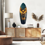 Golden Eagle Wings Motorcycle Fire Glass Wall Art.