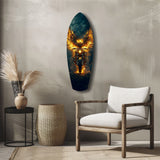Golden Eagle Wings Motorcycle Fire Glass Wall Art.