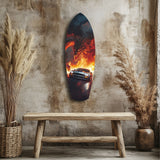 Dragon Sports Car Fire Tempered Glass Wall Art.