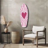 Pink Heart Burst Minimal Glass Wall Art.