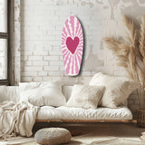 Pink Heart Burst Minimal Glass Wall Art.