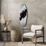 Smoke Beast Red Eyes Dark Fantasy Glass Wall Art.