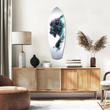 Black Lion Cyan Lightning Glass Wall Art.