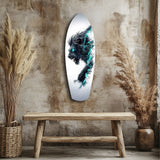 Quadro in vetro Leone Nero Fulmine Ciano - 90x30 cm