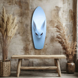 Pale Blue Rabbit Red Eyes Minimal Glass Wall Art - 90x30 cm