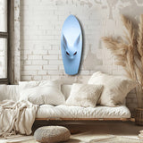 Pale Blue Rabbit Red Eyes Minimal Glass Wall Art.
