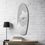 White Cat Profile Minimal Glass Wall Art.