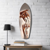 Bronze Female Figure White Paint Glass Wall Art.