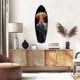 Glowing Orange Jellyfish Ocean Glass Wall Art.