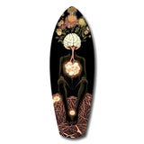 Brain Flowers Roots Surreal Glass Wall Art.