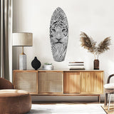 Optical Lion Black White Lines Glass Wall Art.