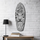 Optical Lion Black White Lines Glass Wall Art.