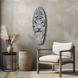 Optical Lion Black White Lines Glass Wall Art.