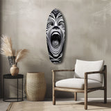Screaming Face Op Art Swirl Surreal Glass Wall Art.