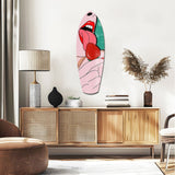 Pop Art Lips Strawberry Tongue Glass Wall Art.