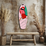 Pop Art Lips Strawberry Tongue Glass Wall Art.