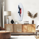 Brushstroke Face Profile Red Tear Glass Wall Art.