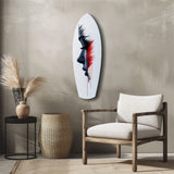 Brushstroke Face Profile Red Tear Glass Wall Art.
