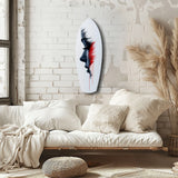 Brushstroke Face Profile Red Tear Glass Wall Art.
