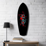 Geometric Symbols Red Splatter Gamer Glass Wall Art.