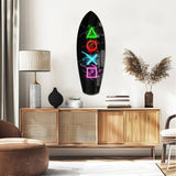 Neon Geometric Icons Gamer Glow Glass Wall Art.