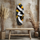 Cubist Abstract Yellow Black Sketch Glass Wall Art.
