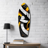 Cubist Abstract Yellow Black Sketch Glass Wall Art.
