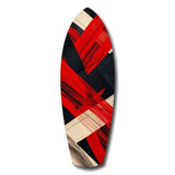 Red Black Cream Brushstroke Abstract Glass Wall Art