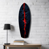 Lava Crack Black Stone Glow Glass Wall Art.