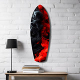 Red Black Smoke Ink Swirl Glass Wall Art.