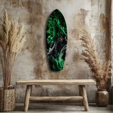 Glasbild Smaragdgrüner Rauch-Tinten-Wirbel - 90x30 cm