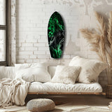 Emerald Green Smoke Ink Swirl Glass Wall Art.