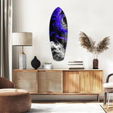 Purple White Smoke Ink Storm Glass Wall Art.