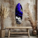 Purple White Smoke Ink Storm Glass Wall Art.