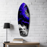 Purple White Smoke Ink Storm Glass Wall Art.