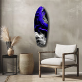 Purple White Smoke Ink Storm Glass Wall Art.
