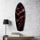 Shattered Volcanic Stone Lava Glow Glass Wall Art.