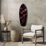 Shattered Volcanic Stone Lava Glow Glass Wall Art.