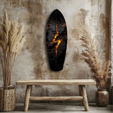Lightning Bolt Burning Stone Glow Glass Wall Art - 90x30 cm