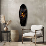 Lightning Bolt Burning Stone Glow Glass Wall Art.