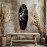 Roaring Lion Smoke Monochrome Glass Wall Art.