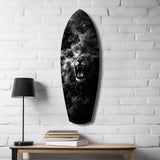 Roaring Lion Smoke Monochrome Glass Wall Art.