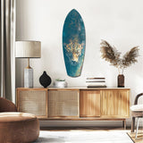 Leopard Stalking Turquoise Water Glass Wall Art.