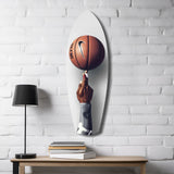 Spinning Basketball Finger Balance Glass Wall Art.