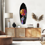 Pop Art Basketball Spin Colorful Glass Wall Art.