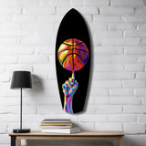 Pop Art Basketball Spin Colorful Glass Wall Art.