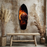 Quadro in vetro Pallone da basket fiammeggiante in una mano di fuoco - 90x30 cm