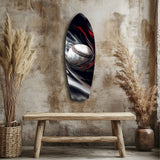 Baseball Liquid Swirl Black Red Glass Wall Art.