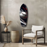 Baseball Liquid Swirl Black Red Glass Wall Art.