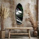 Cuadro de cristal Béisbol con remolino líquido negro y verde - 90x30 cm